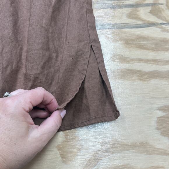 Apostrophe Linen Embroidered Tunic Blouse Women’s Size 12-14 Chocolate Brown - Picture 7 of 10